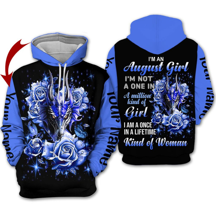 Personalized Name Birthday Outfit August Girl Birthday Gift Dragon Flower Birthday Shirt For Women