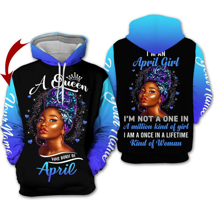 Personalized Name Birthday Outfit April Girl Birthday Gift A Queen Full Color Birthday Shirt For Women