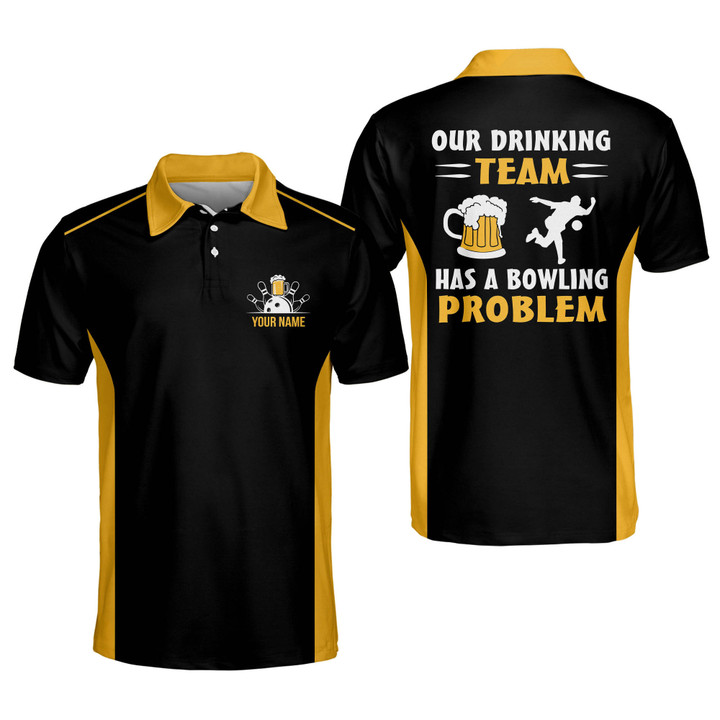 Custom Bowling Shirts for Men Our Drinking Team Has A Bowling Problem Mens Bowling Shirts Short Sleeve Bowling Team Shirts for Men BOWLING-038 - 1