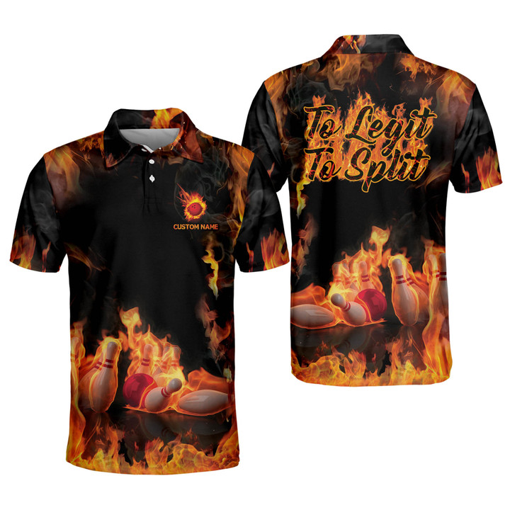 Custom Design Flame Bowling Shirts for Men Crazy Bowling Team Polo for Men BOWLING-092 - 1