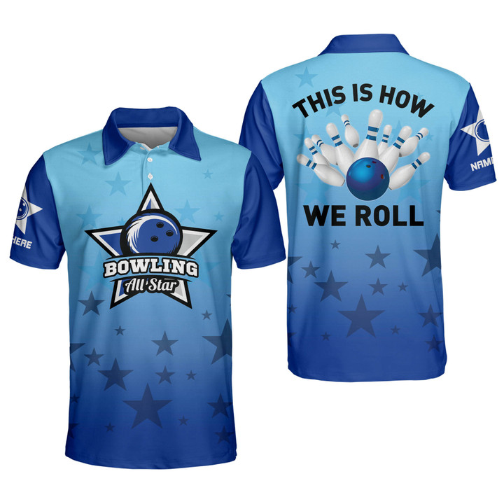 Custom Funny Bowling Shirts for Men This is How We Roll Star Crazy Cool Bowling Shirts Team USA Bowling Shirt Short Sleeve Polo BOWLING-084 - 1