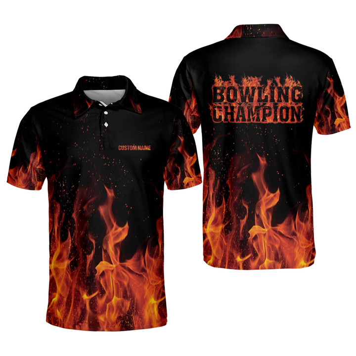 Flame Bowling Shirts for Men Mens Bowling Shirts Short Sleeve Fire Bowling Shirt Custom Bowling Shirts for Men BOWLING-039 - 1