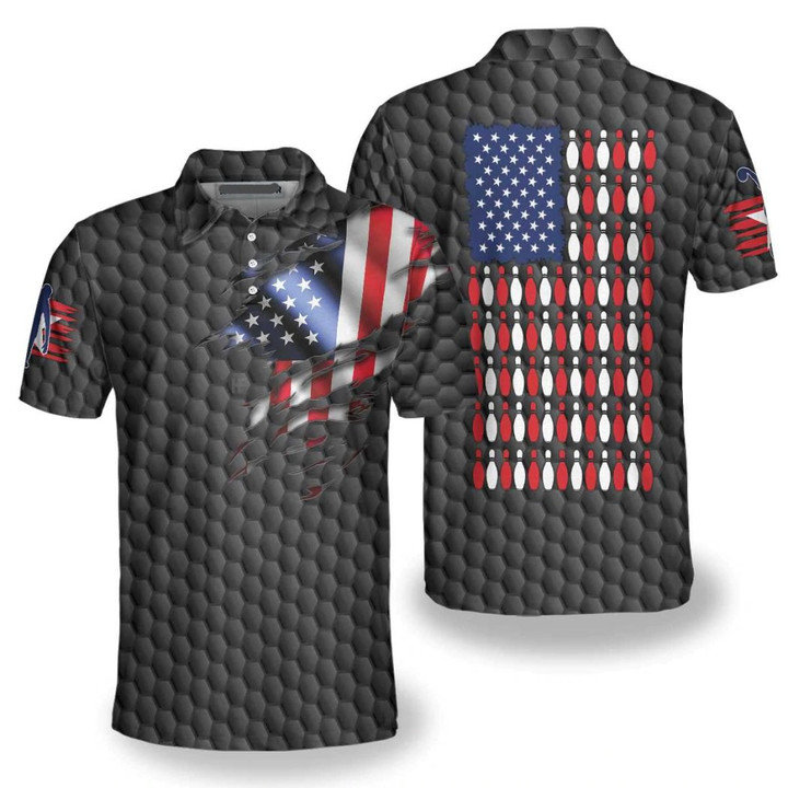 Bowling Pin American Flag 3D Polo Shirt - 2