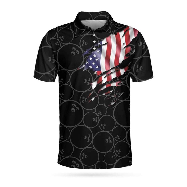 Bowling American Flag Short Sleeve Polo Shirt Polo Shirts For Men And Women Bowling Polo Shirt - 2