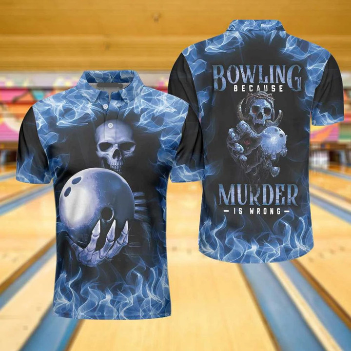 Bowling Murder Scary Skull 3D Polo Shirt - 2