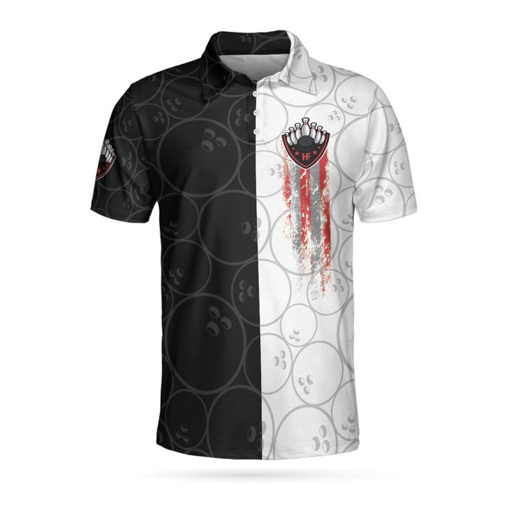 Bowling Black And White Pattern Short Sleeve Polo Shirt Polo Shirts For Men And Women - 2