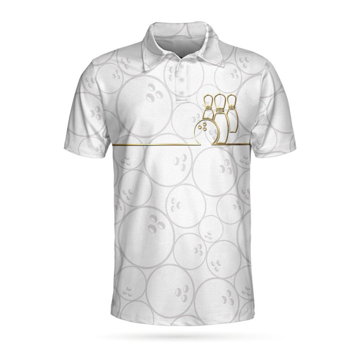 Bowling White And Golden Pattern Short Sleeve Polo Shirt Polo Shirts For Men And Women - 2