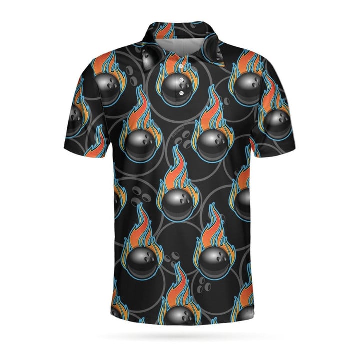 Bowling In Fire Seamless Pattern Short Sleeve Polo Shirt Polo Shirts For Men And Women - 2