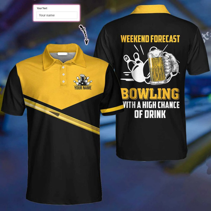 Personalized Name Bowling With A High Chance Of Drink 3D Polo Shirt - 2