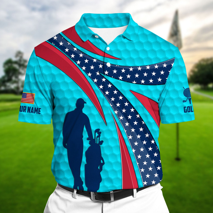 Golf Polo Shirt Super Cool American Golfer Golf Polo Shirts Multicolor Personalized Golf Shirt Patriotic Golf Shirt For Men