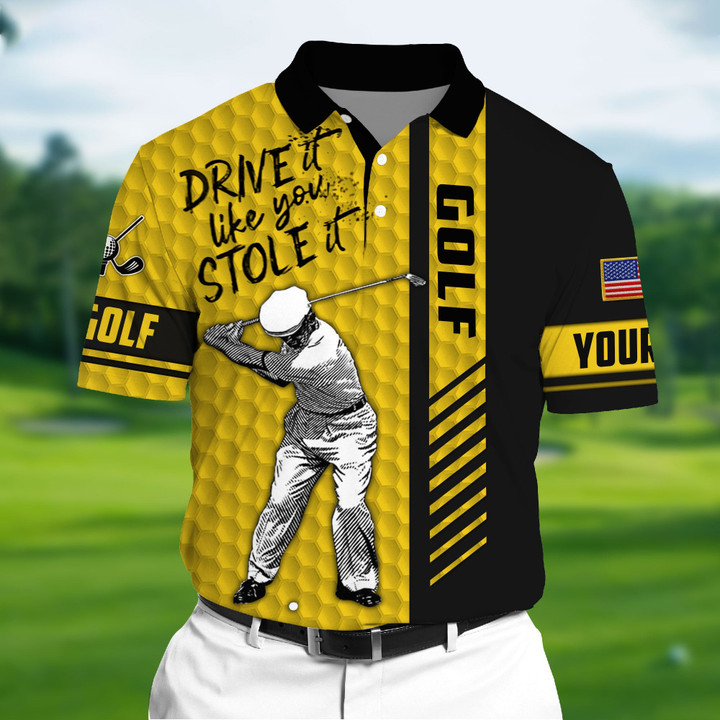 Golf Polo Shirt Premium Drive It Like You Stole It 3D Golf Polo Multicolor Personalized Golf Shirt Patriotic Golf Shirt For Men