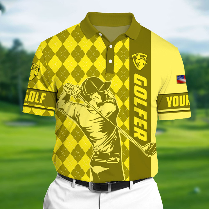 Golf Polo Shirt Premium Golfer 3D Polo AOP Argyle Multicolor Personalized  Clevefit Golf Shirt Patriotic Golf Shirt For Men