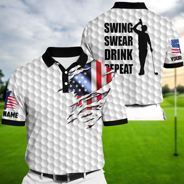 Golf Polo Shirt Premium Cool American Flag White Golf Polo Shirts Personalized  Clevefit Golf Shirt Patriotic Golf Shirt For Men