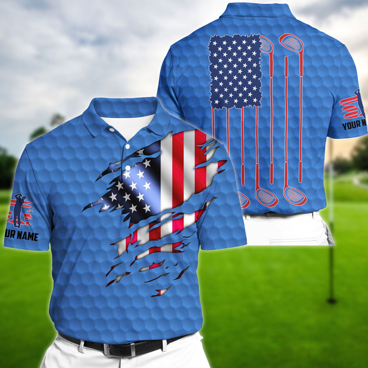 Golf Polo Shirt Premium Extra Cool American Flag Golf Polo Shirts Multicolor Personalized Golf Shirt Patriotic Golf Shirt For Men
