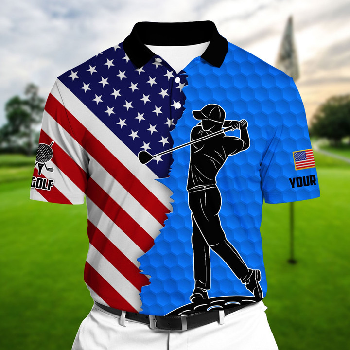 Golf Polo Shirt The Coolest US Golf Player Golf Polo Shirts Multicolor Personalized Golf Shirt Patriotic Golf Shirt For Men