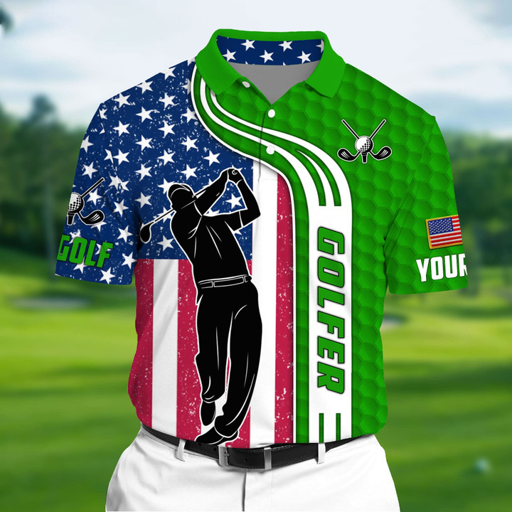 Golf Polo Shirt Ultra Cool Art Golf 3D Polo For Lovers Multicolor Personalized Golf Shirt Patriotic Golf Shirt For Men