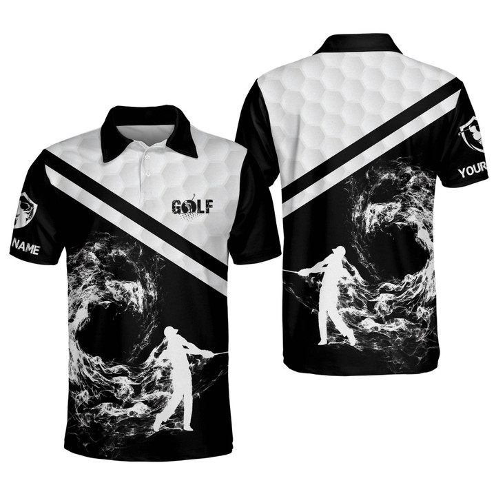 Custom Funny Golf Shirts for Men Golfer with Smoke Mens Golf Shirts Short Sleeve Polo Crazy Golf Polo Shirts for Men GOLF-243 - 1