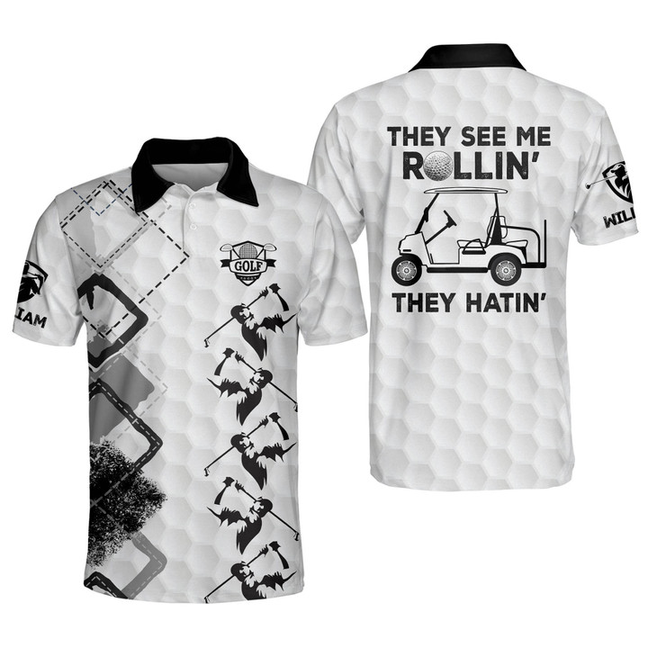 Personalized Funny Golf Shirts for Men They See Me Rollin They Hatin Mens Golf Shirt Short Sleeve GOLF-046 - 1