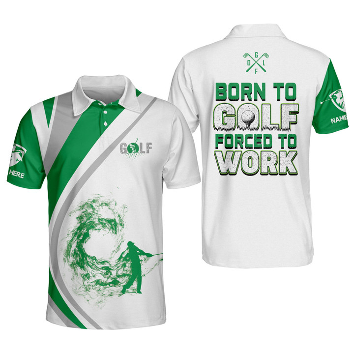 Personalized Funny Golf Shirts for Men Born to Golf Forced to Work Mens Golf Shirts Short Sleeve Sport Dry Fit Polo for Men GOLF-261 - 1