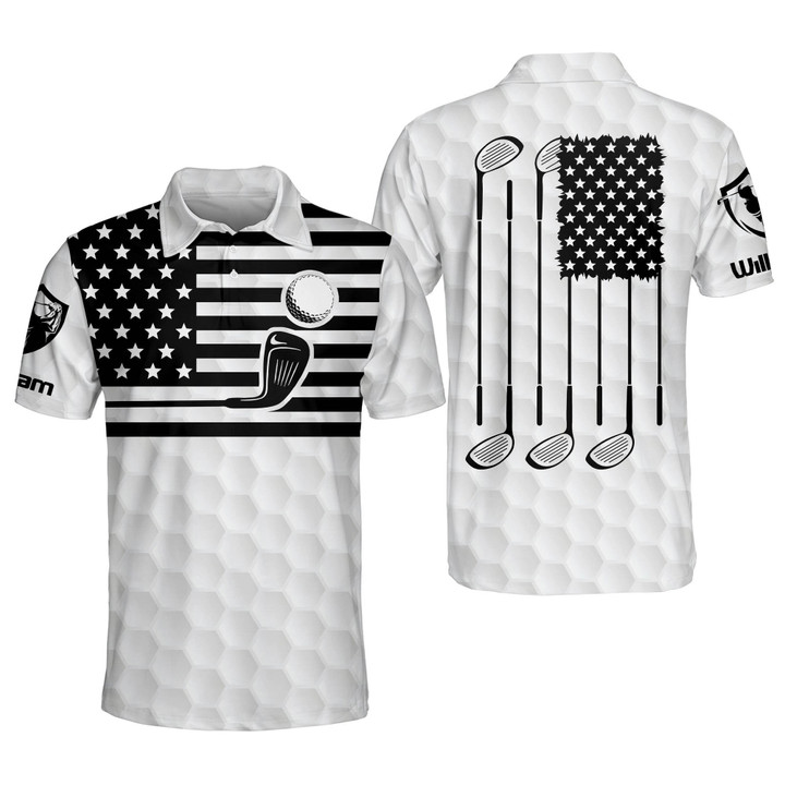 Personalized Funny Golf Polo Shirt for Men Proud Golf American Flag Polo Shirt 3D Patriotic Mens Golf Polo GOLF-094 - 1