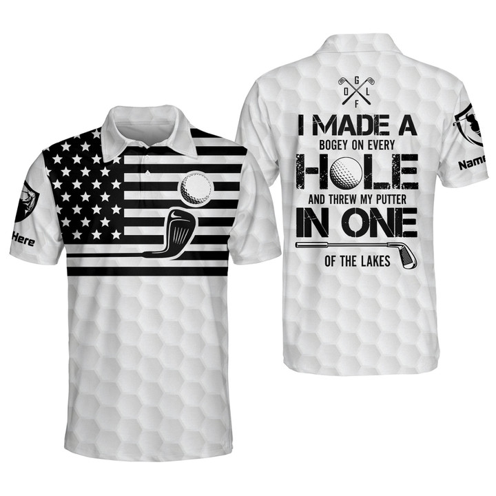 Personalized Funny Golf Shirts for Men I Made A Hole In One Mens Golf Shirts Dry Fit Short Sleeve Polos American Flag Golf Polos GOLF-077 - 1