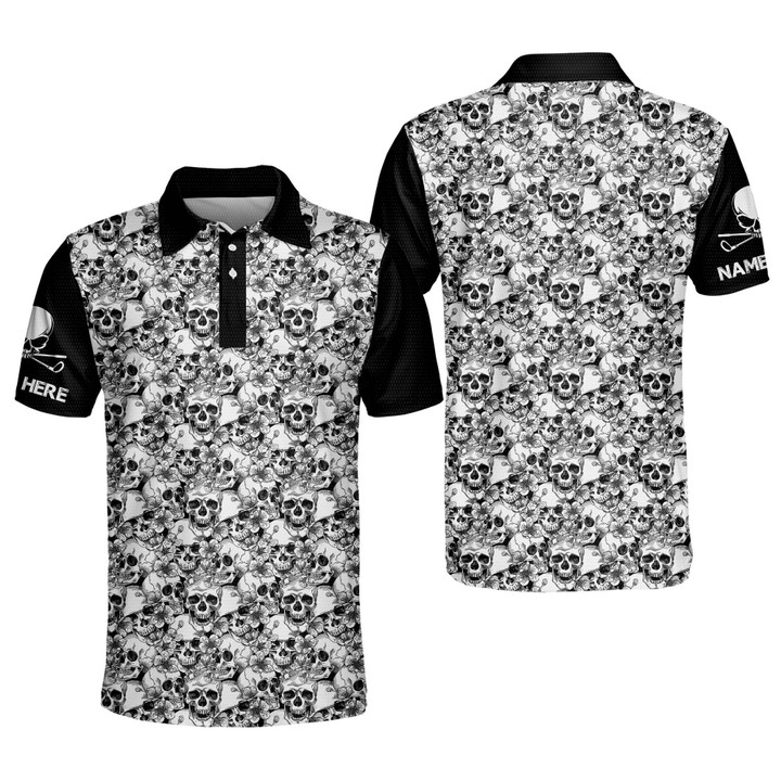 Personalized Crazy Funky Golf Shirts Skull Pattern Mens Golf Shirts Short Sleeve Polo Lightweight Golf Polos for Men GOLF-216 - 1