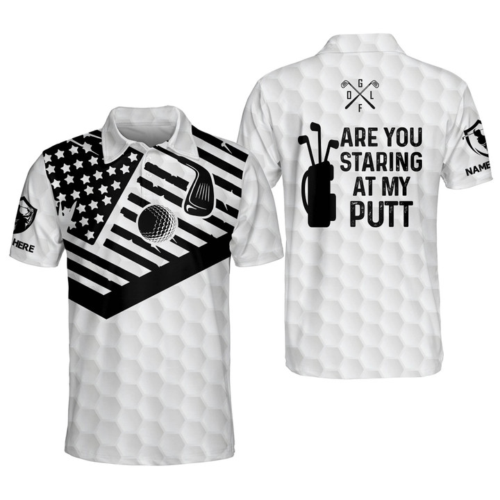 Personalized Funny Golf Shirts for Men Are You Staring At My Putt Mens Golf Shirts Short Sleeve Polo Dry Fit GOLF-153 - 1