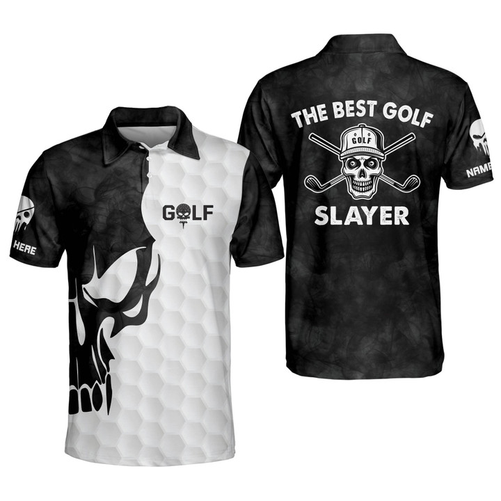 Personalized Golf Polo Shirts for Men The Best Golf Slayer Skull American Flag Golf Shirts Short Sleeve Polo GOLF-168 - 1