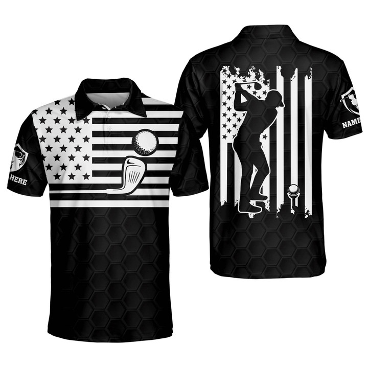 Personalized Funny Golf Polo Shirt for Men American Flag Golfer Polo Shirt Patriotic Polo Shirts for Men GOLF-128 - 1