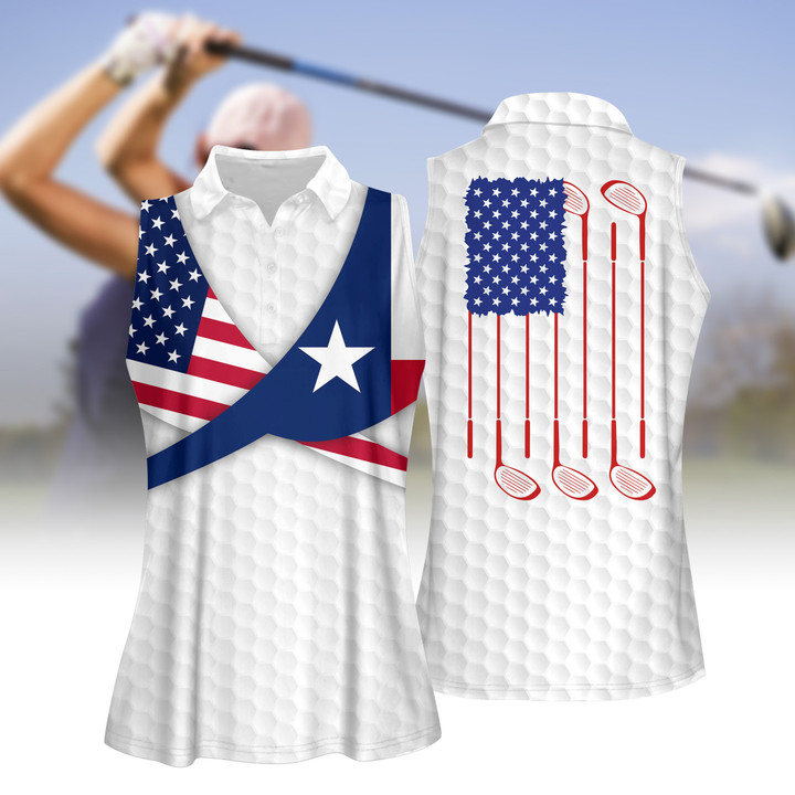 Texas Golfer America Golf Flag Women Short Sleeve Polo Shirt Sleeveless Polo Shirt