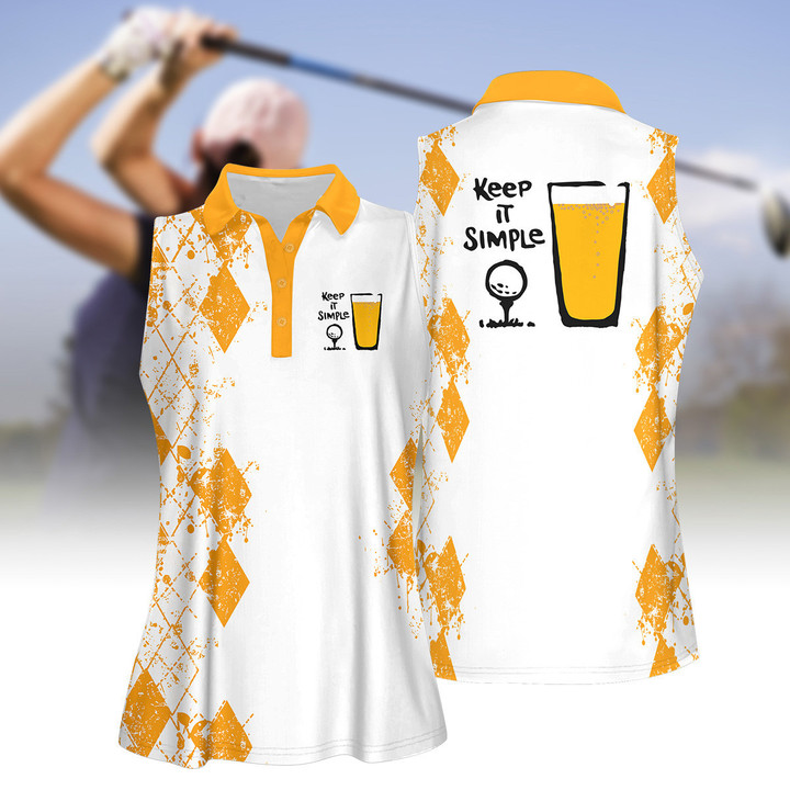 Keep It Simple Golf And Beer Women Short Sleeve Polo Shirt Sleeveless Polo Shirt