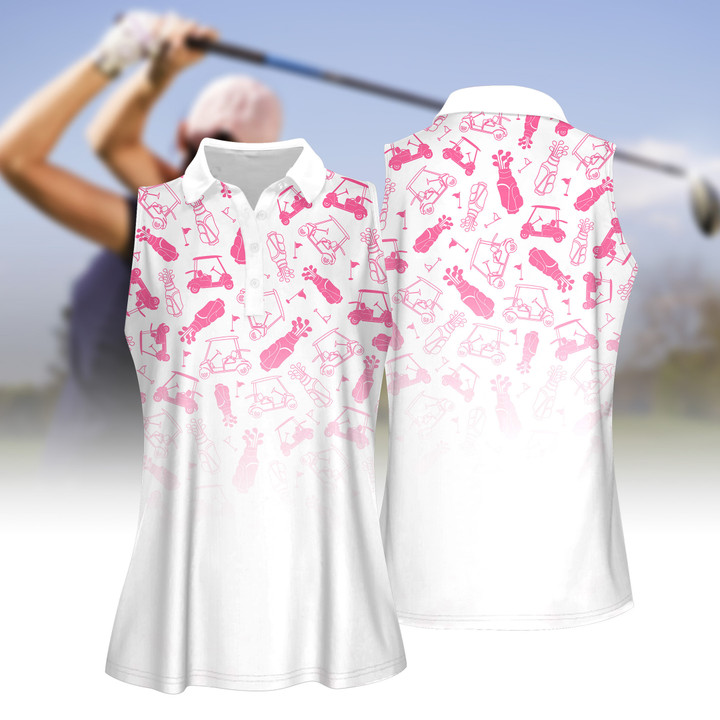 Pink Gradient Golf Set Women Short Sleeve Polo Shirt Sleeveless Polo Shirt