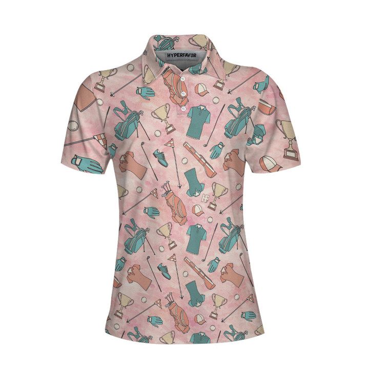 Pink And Elegant Seamless Pattern Golf Short Sleeve Women Polo Shirt - 1