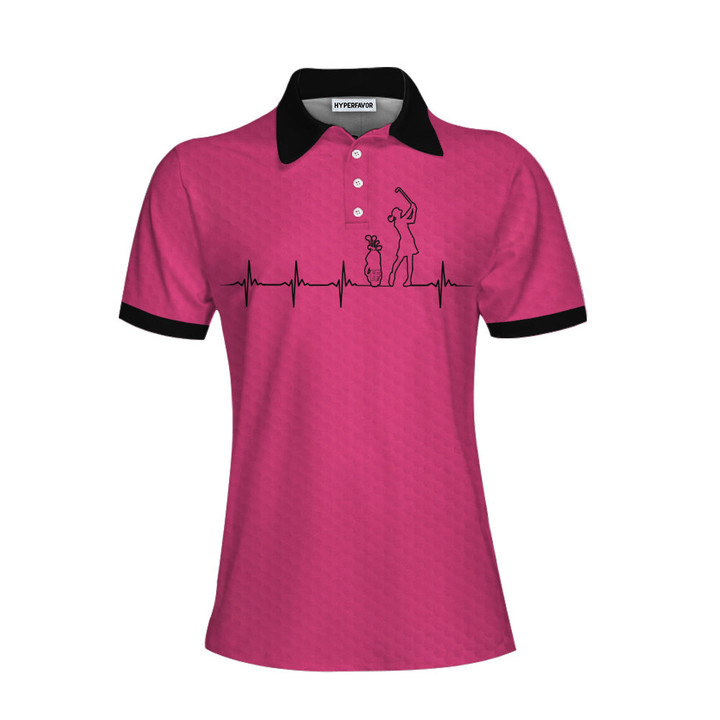 Heartbeat Golf Lady Pink Golf Short Sleeve Women Polo Shirt Best Golf Gift For Women - 1