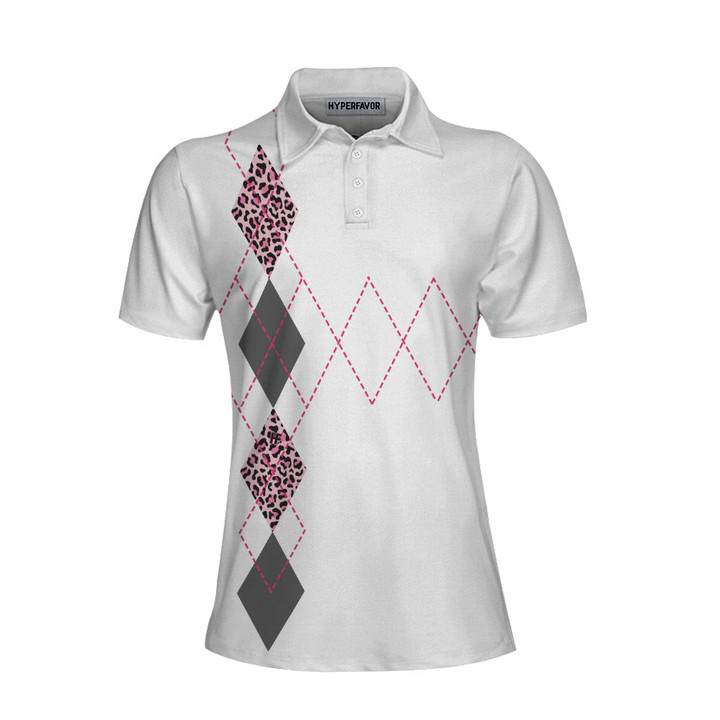 I Only Work To Support My Golf Addiction Golf Short Sleeve Women Polo Shirt Funny White And Pink Golf Shirt For Ladies - 1