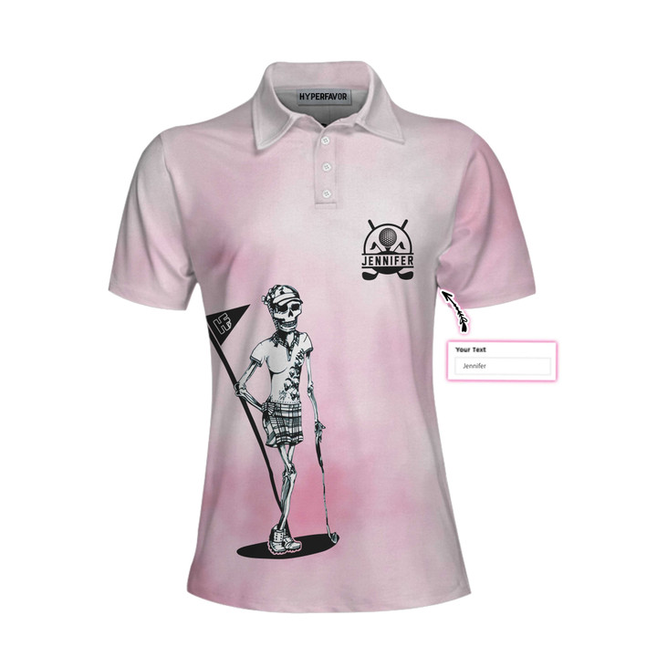 I Golf Like A Skull Girl Custom Short Sleeve Women Polo Shirt Personalized Tie Dye Pink Golf Shirt For Ladies - 1