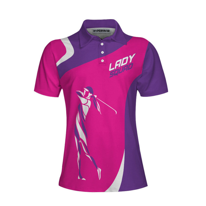 Girl Squad Golf Girl Short Sleeve Women Polo Shirt Purple And Pink Golf Shirt For Ladies Unique Female Golf Gift - 1
