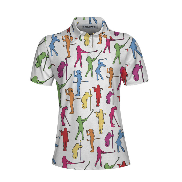 Colorful Female Golfer Short Sleeve Women Polo Shirt White Golf Shirt For Ladies Unique Female Golf Gift - 1