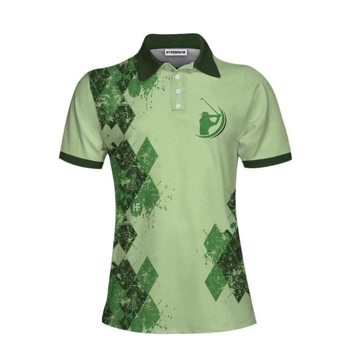 Queen Of The Green Golf Girl Short Sleeve Women Polo Shirt Green Argyle Pattern Golf Shirt Cool Golf Gift For Women - 1