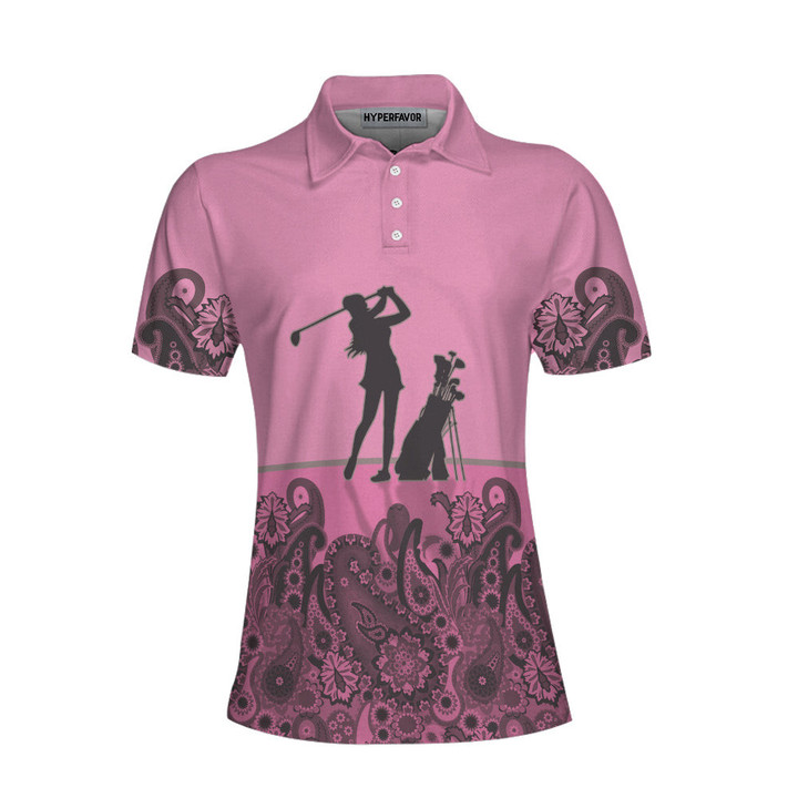 Mandala Pattern Swing Swear Repeat Girl Golf Short Sleeve Women Polo Shirt Pink Golf Shirt For Ladies - 1