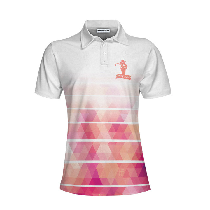 Girl Swinging Golf Club Short Sleeve Women Polo Shirt - 1