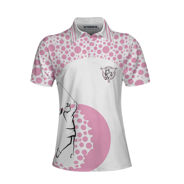 Real Grandmas Play Golf Short Sleeve Women Polo Shirt White And Pink Golf Shirt For Ladies Funny Female Golf Gift - 1