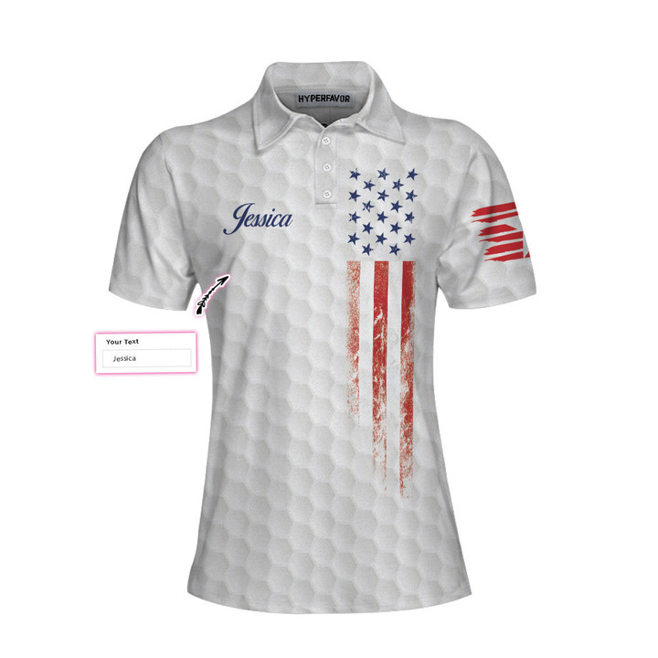 Personalized Golf American Female Golfer Custom Short Sleeve Women Polo Shirt - 1
