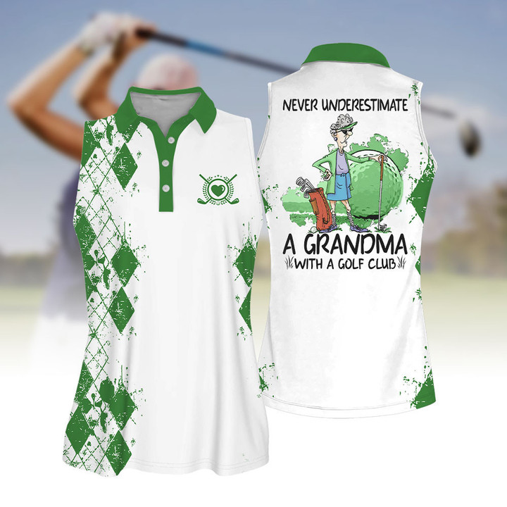 Sleeve Women Polo Shirt For Ladies Never Underestimate a Grandma with a Golf Club