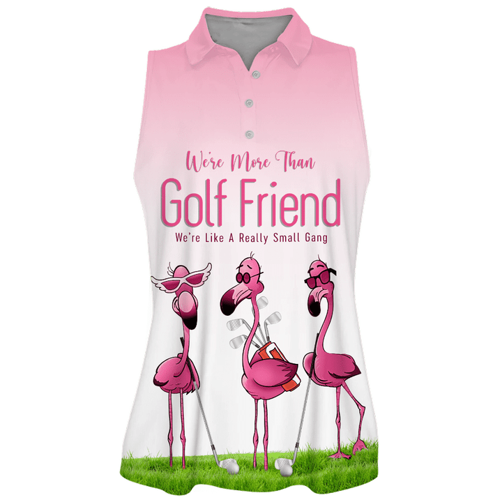 Golf Friends Flamingo Were Like A Really Small Gang Golf Short Sleeve Women Polo Shirt, Cool Gift For Female Golfers