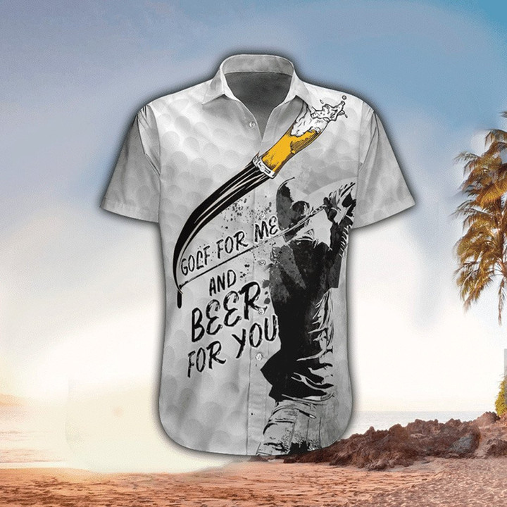 Golf For Me And Beer For You Shirt Regular Fit Short Sleeve Slim Fit Casual Full Print Shirt - 1