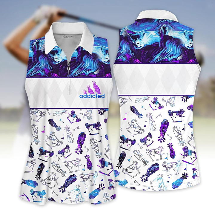 Sleeveless Polo Shirt For Golf MARBLE SEAMLESS GOLF PATTERN Golf Women Sleeveless Zip Polo Shirt