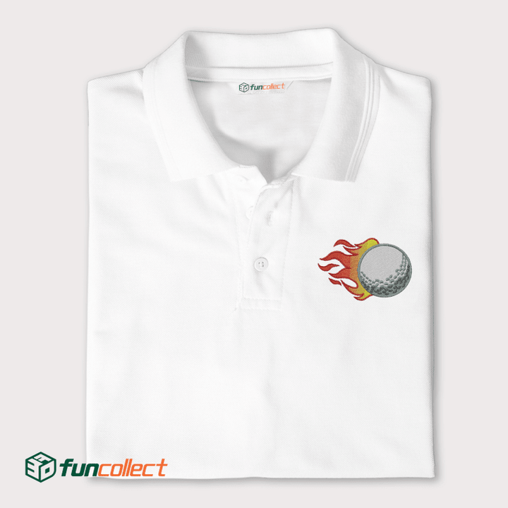 FLAMING GOLF BALL Embroidery Embroidery Polo Shirts For Women or Men