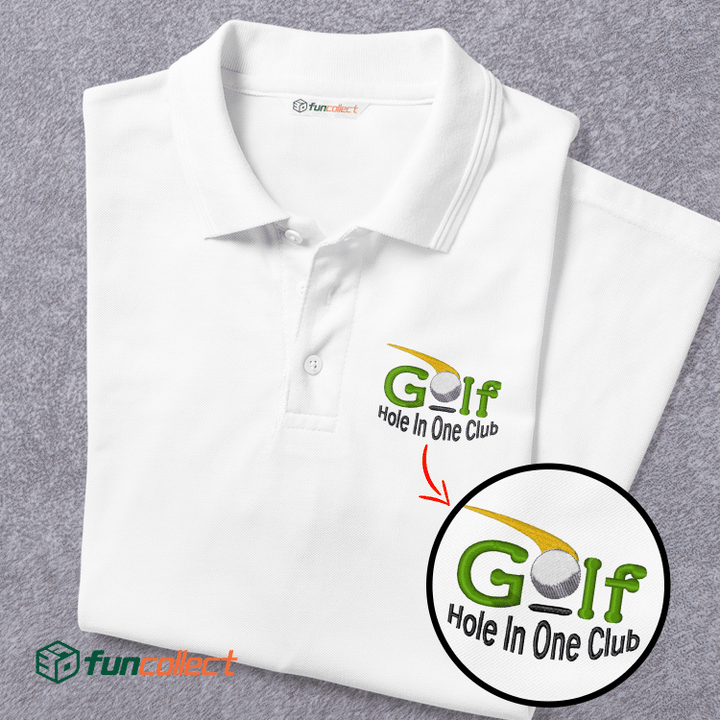 Hole In One Club Embroidery Polo Shirts For Women or Men