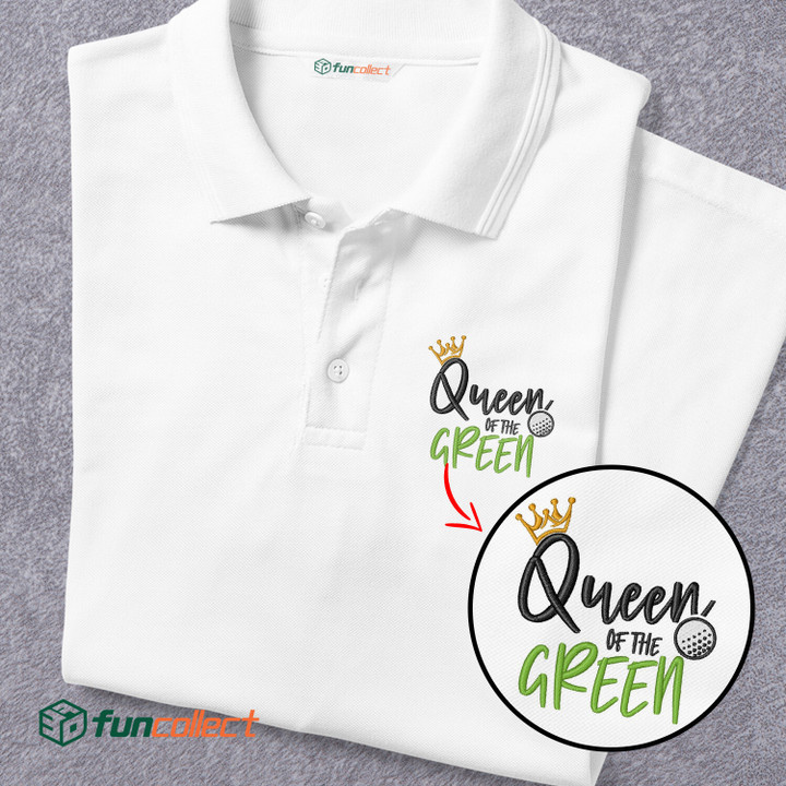 Queen Of The Green Embroidery Polo Shirts For Women or Men